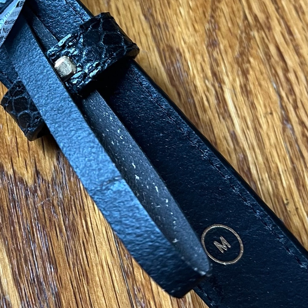 J Crew black embossed leather belt sz M - Picture 8 of 11